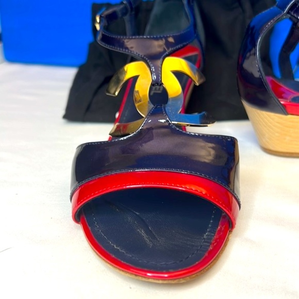 Chanel Sandal 35B Navy Blue/Pink